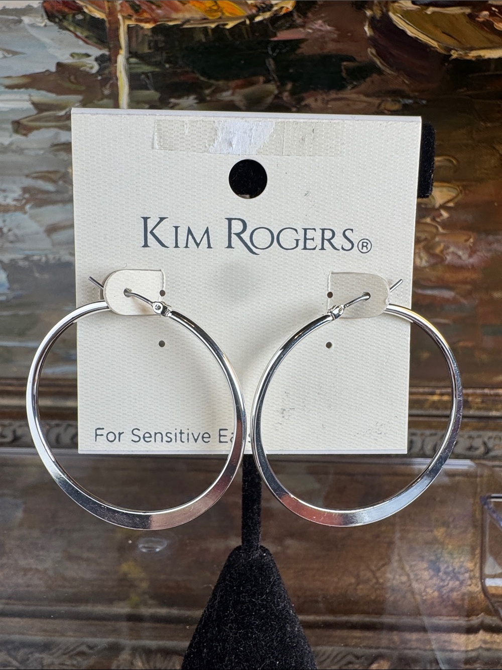 0617-Kim‎ Rogers Silver-Tone Thin Hoop Earrings